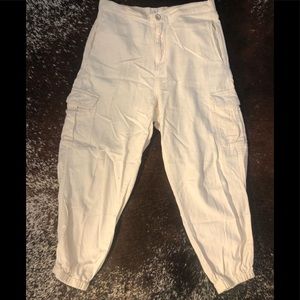 Zara Cotton Cream Cargo Joggers